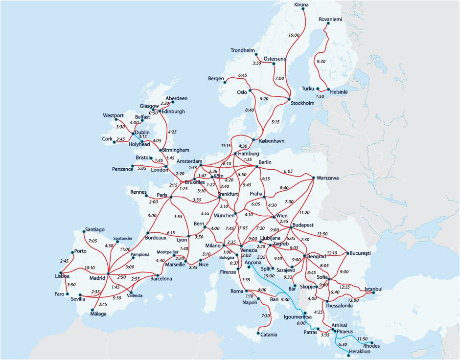 Train Routes Europe Map European Railway Map Europe Interrail Map Train Map