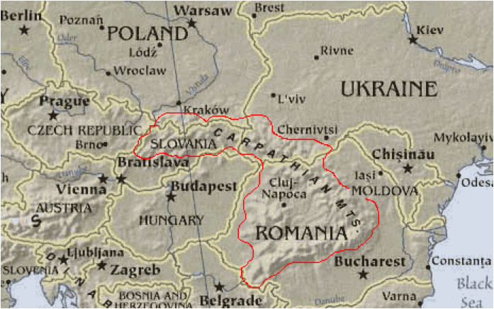 carpathian mountains maps of central and eastern europe
