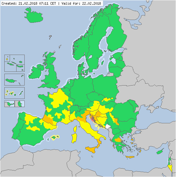 meteoalarm severe weather warnings for europe valid for