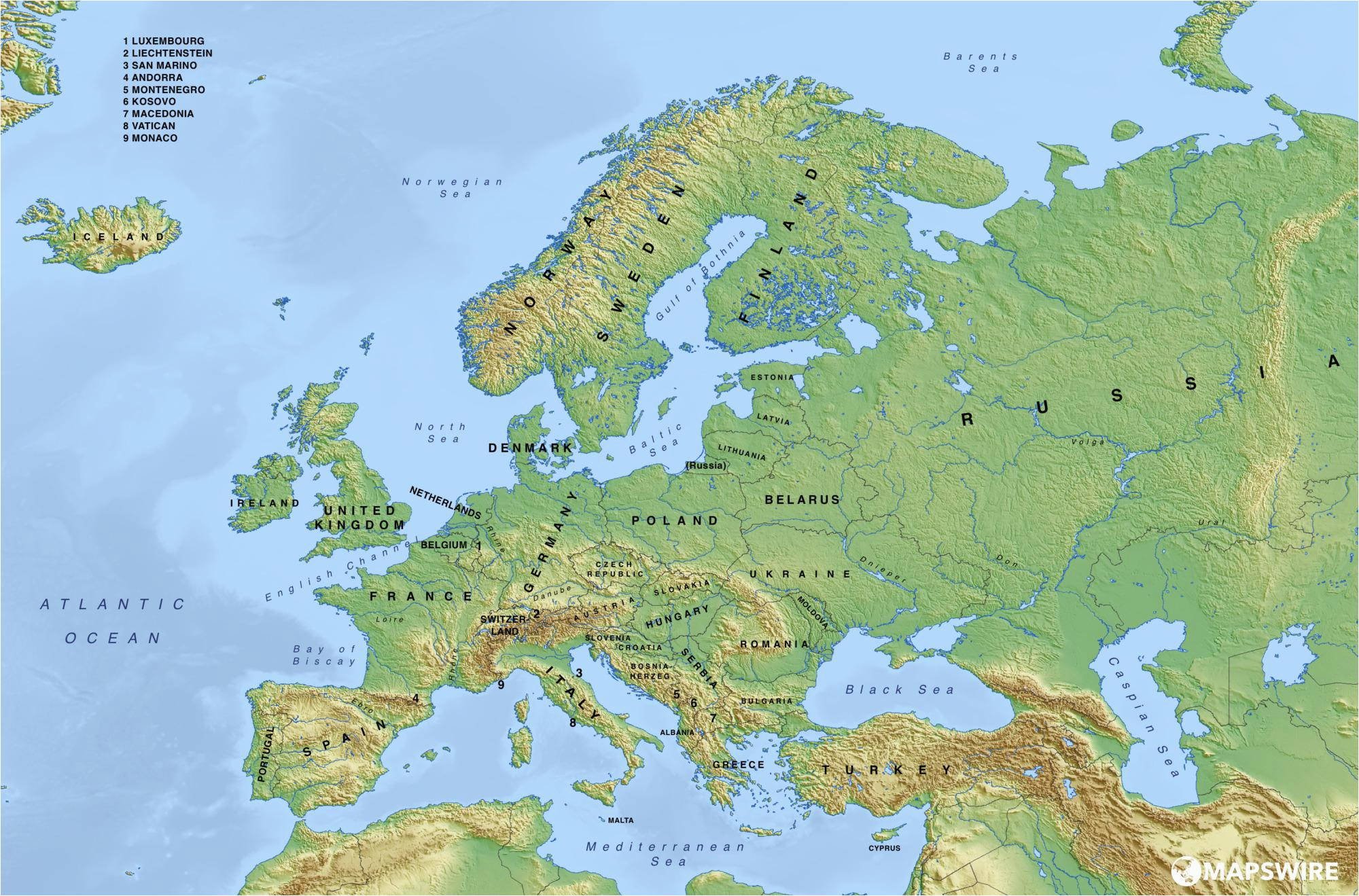 europe blank physical map lgq me