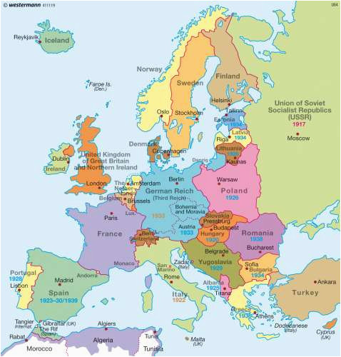 maps europe before world war two 1939 diercke