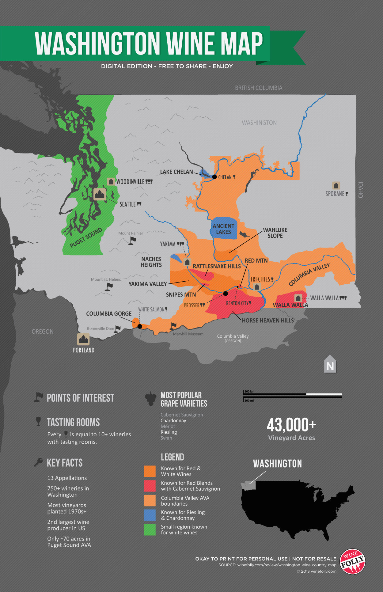 get to know washington wine country map wine folly