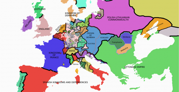 1648 Map Of Europe atlas Of European History Wikimedia Commons