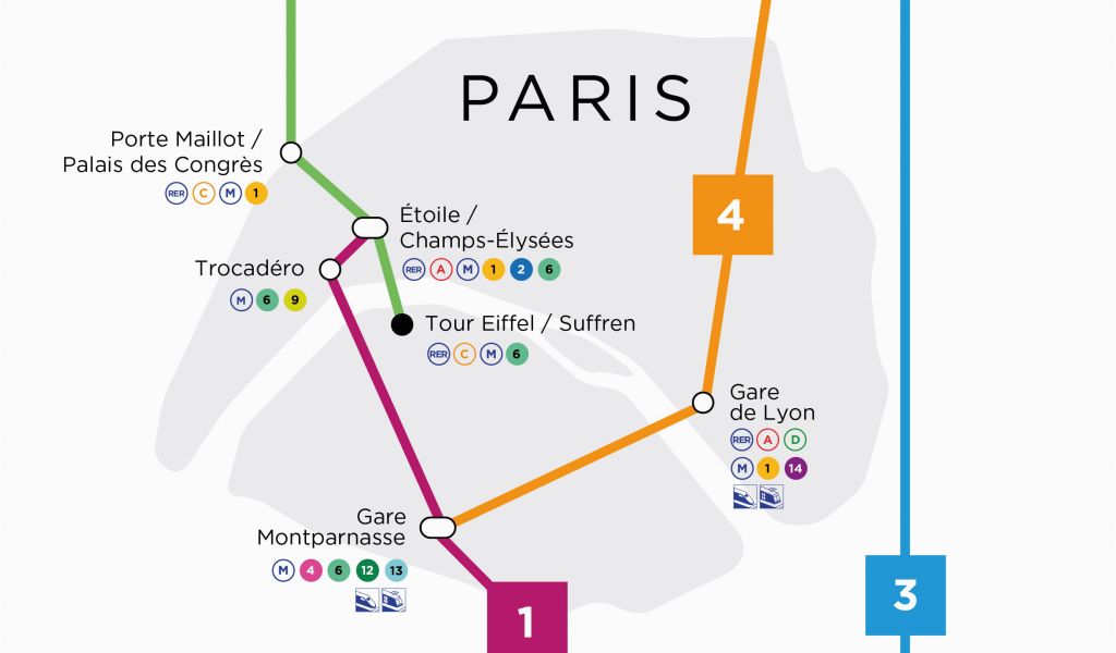 Air France Destinations Map Line 2 From Roissy Cdg to Paris tour Eiffel ...