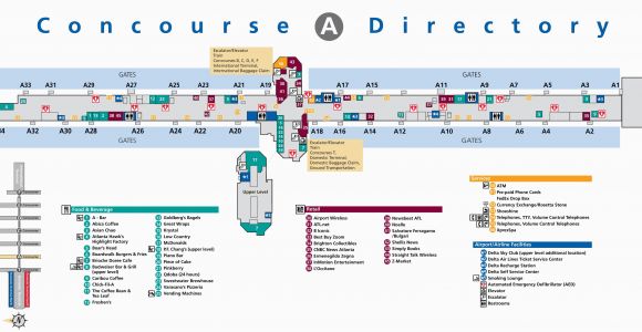 Airport In atlanta Georgia Map atlanta Airport Terminal A Map