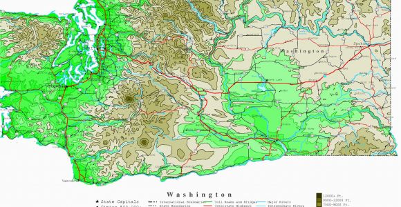 Bend oregon Elevation Map Washington Contour Map