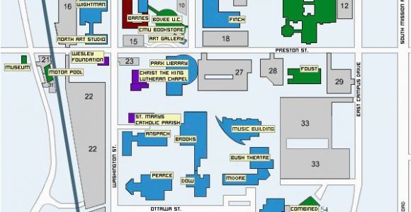 Campus Map Central Michigan University Central Michigan Campus Map Park Map