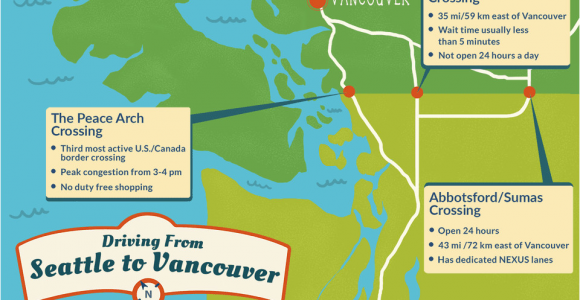 Canada Border Crossings Map Seattle to Vancouver Canadian Border Crossing