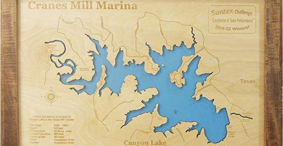 Canyon Lake Texas Map Amazon Com Canyon Lake Texas Framed Wood Map Wall Hanging Handmade