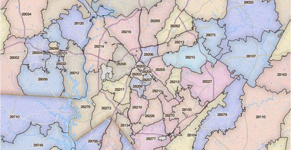 Charlotte north Carolina Zip Code Map Charlotte Zip Code Map Ny County Map