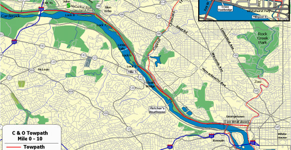 Chesapeake and Ohio Canal Map the C O Canal Bicycling Guide Mile 0 Thru 10