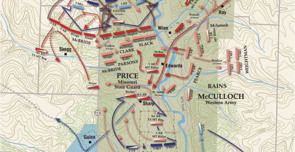 Civil War Battles In Georgia Map Map Of the Basic Troop Movements During the Battle Of Wilson S Creek