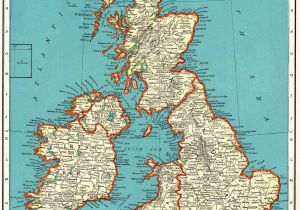 Cleveland England Map 1939 Antique British isles Map Vintage United Kingdom Map