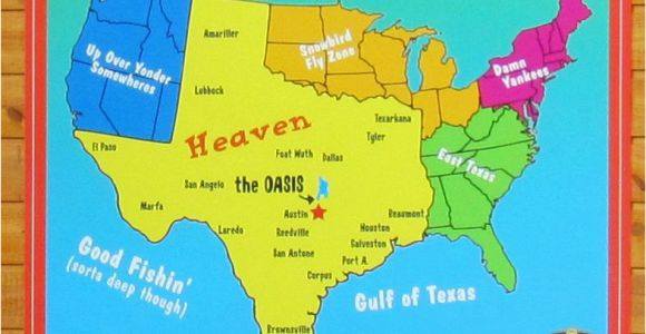 Colleges Texas Map A Texan S Map Of the United States Featuring the Oasis Restaurant