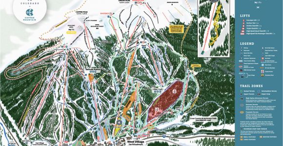 Colorado Map with Ski Resorts Copper Winter Trail Map