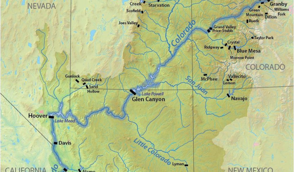 Colorado River Dams Map This Map Shows The Location Of Dams Along The Colorado River And Its 0041