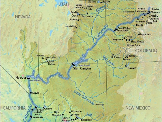 Colorado River Dams Map This Map Shows the Location Of Dams Along the ...