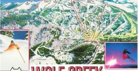 Colorado Skiing Map Wolf Creek Ski Resort Colorado Trail Map Postcard Ski towns