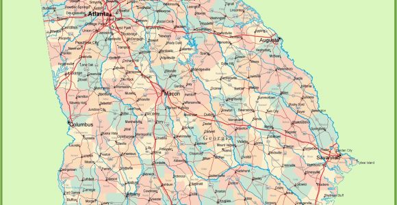 Counties In Georgia Map with Cities Georgia Road Map with Cities and towns