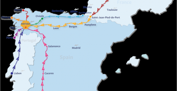 El Camino Map Spain Camino De Santiago Routes Follow the Camino