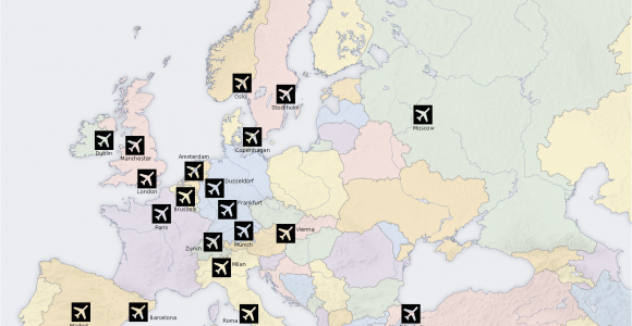 Europe Airport Map Major Europe Airport Map Airport Maps Discount Travel