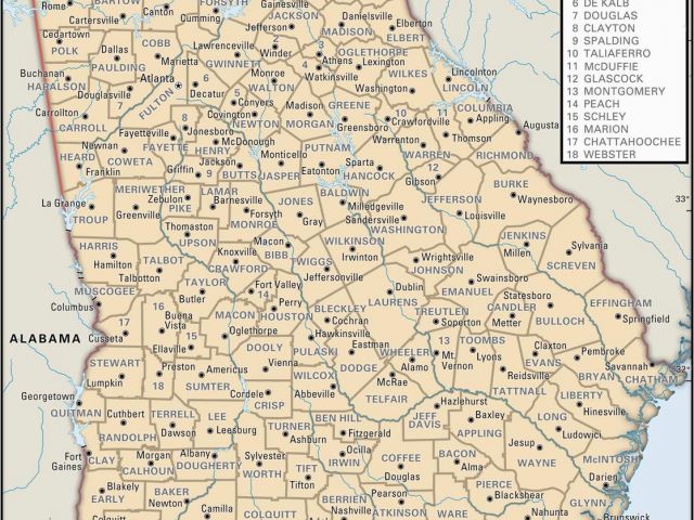 Florida Georgia Border Map State and County Maps Of Georgia | secretmuseum