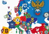 Football Map England Logos Of National Football Teams In Europe Surrounding Map