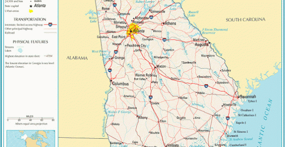 Georgia Physical Features Map Printable Maps Reference