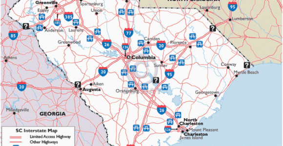 Georgia Rest areas Map Map Of south Carolina Interstate Highways with Rest areas and