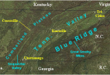 Greeneville Tennessee Map Landform Map Of Tennessee Major Landforms Of East Tennessee