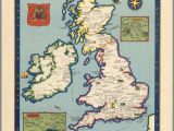 Historic Maps England the Booklovers Map Of the British isles Paine 1927 Map