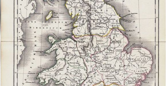 Historical Maps Of England 1825 Antique Map Of Ancient Great Britain original Antique