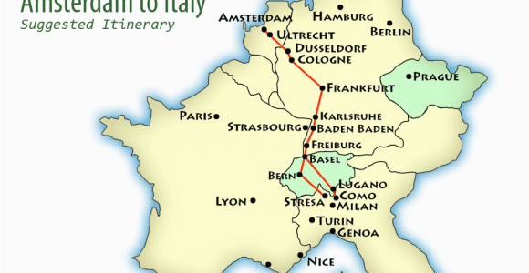 Italy Map Train Routes Amsterdam to northern Italy Suggested Itinerary