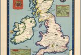 Large Map Of England the Booklovers Map Of the British isles Paine 1927 Map