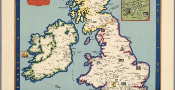 Large Map Of England the Booklovers Map Of the British isles Paine 1927 Map