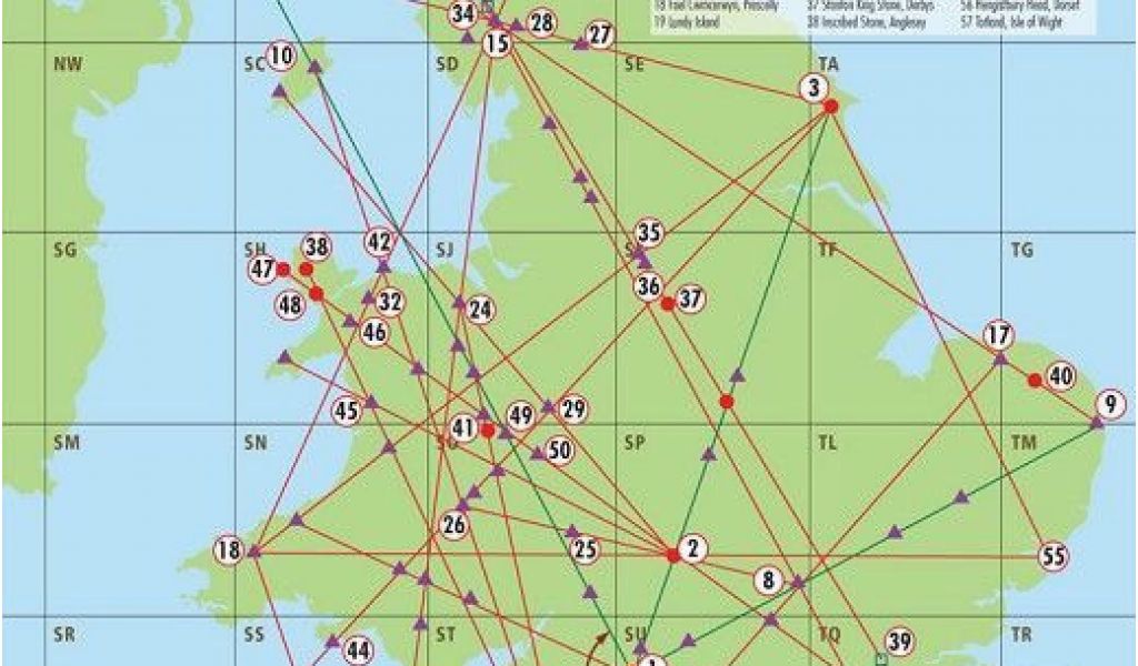 Ley Lines Map Canada A Map Of Englands Ley Lines And A Key Of Sacred Sites That Secretmuseum 4897