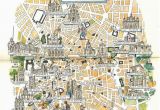 Madrid On Map Of Spain Madrid Map Book Illustration City Map Art by Jacques Liozu