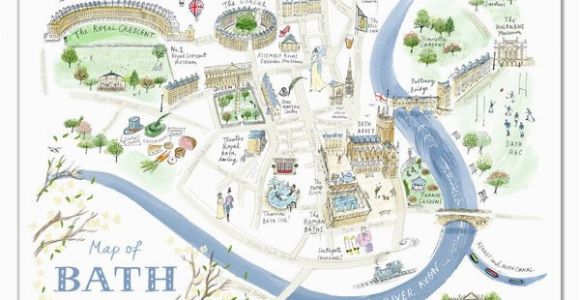 Map Of Bath England Alice Tait Map Of Bath Print In 2019 Map Love Bath England Map