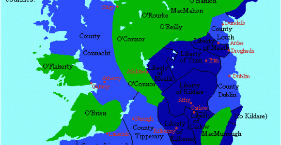 Map Of East Ireland the Map Makes A Strong Distinction Between Irish and Anglo French