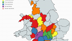 Map Of England by Counties Historic Counties Of England Wales by Number Of Exclaves Prior to