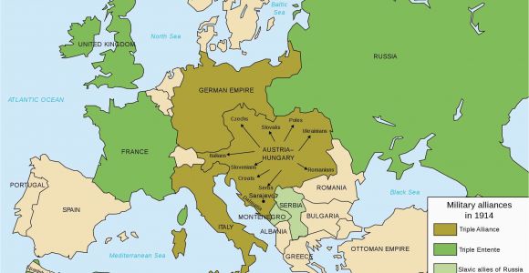 Map Of Europe 1914 Alliances the Countries Involved In World War I