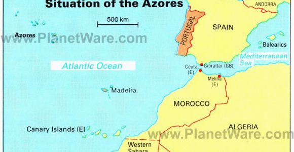 Map Of Europe and Morocco Azores islands Map Portugal Spain Morocco Western Sahara