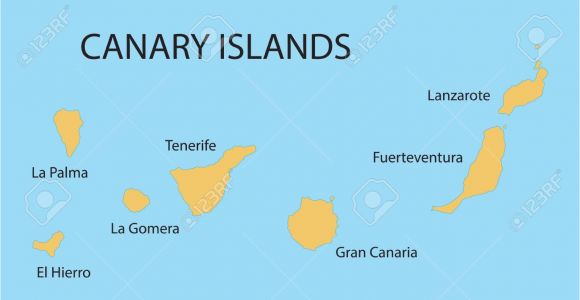 Map Of Europe Canary islands Yellow Map Of Canary islands