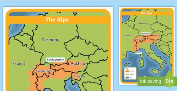 Map Of Europe Ks2 the Alps Map Habitat Mountain Climate Animals Europe