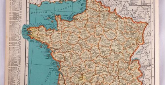 Map Of France and Germany with Cities 1937 Map Of France Antique Map Of France 81 Yr Old