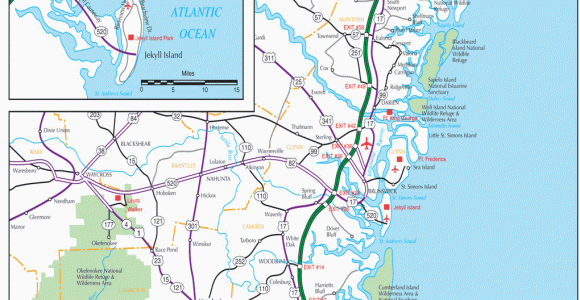 Map Of Georgia Coastal Cities Georgia Coast Map