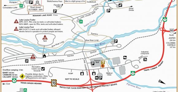 Map Of Lake Louise Canada Lake Louise Campground