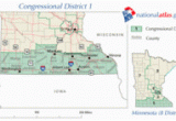 Map Of Minnesota Congressional Districts Minnesota S 1st Congressional District Wikipedia