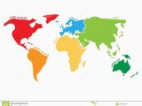 Map Of north America and Europe together Multicolored World Map Divided to Six Continents In