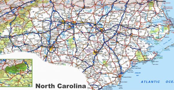 Map Of north Carolina Coastline north Carolina Road Map